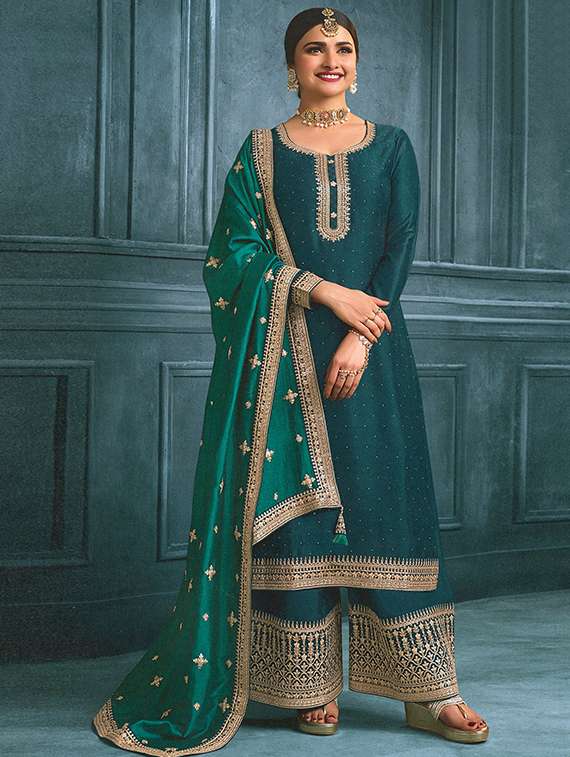 embroidered. palazzo semi-stitched suit set