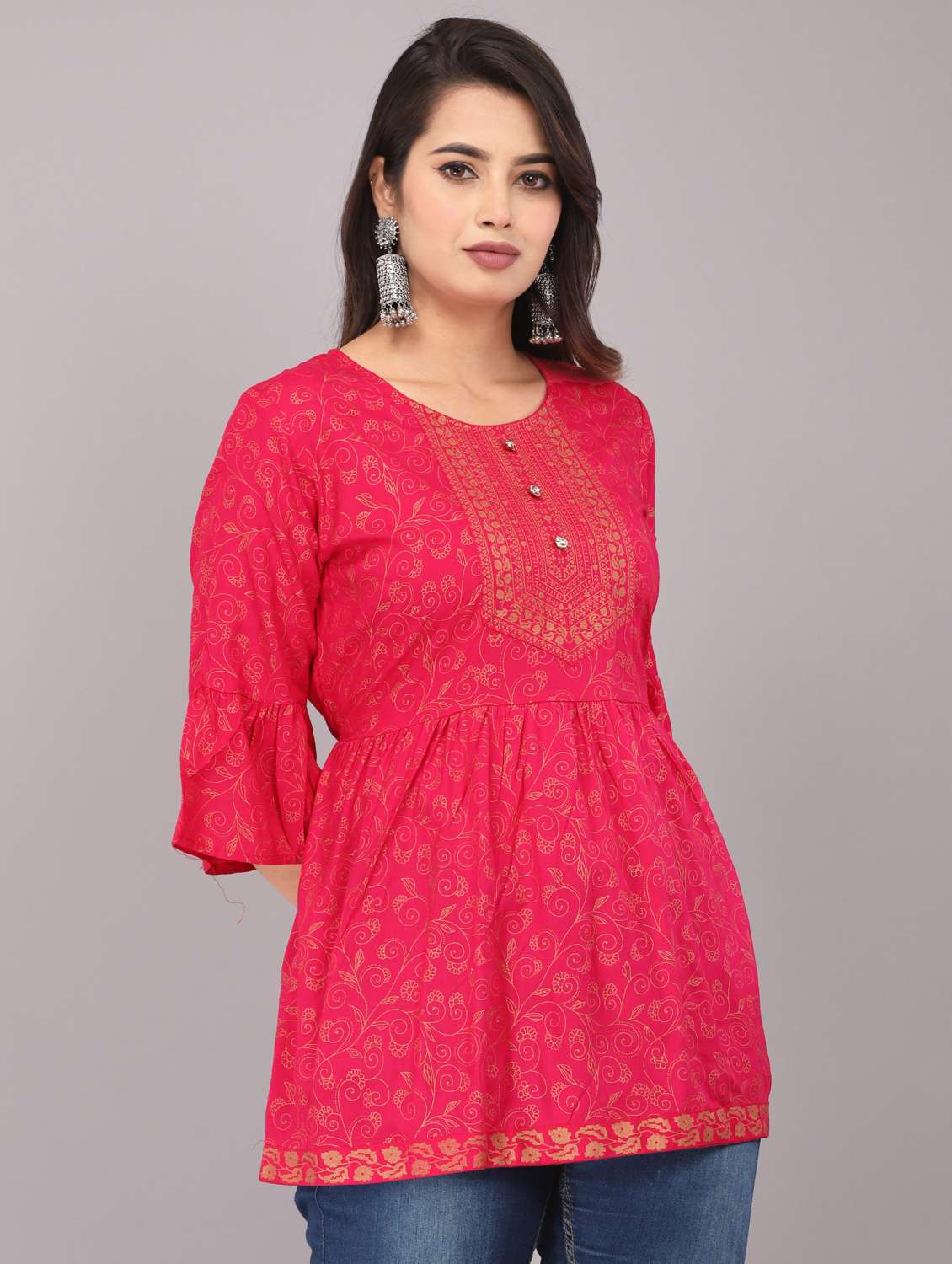 pink printed regular top - 20097817 - Standard Image - 2
