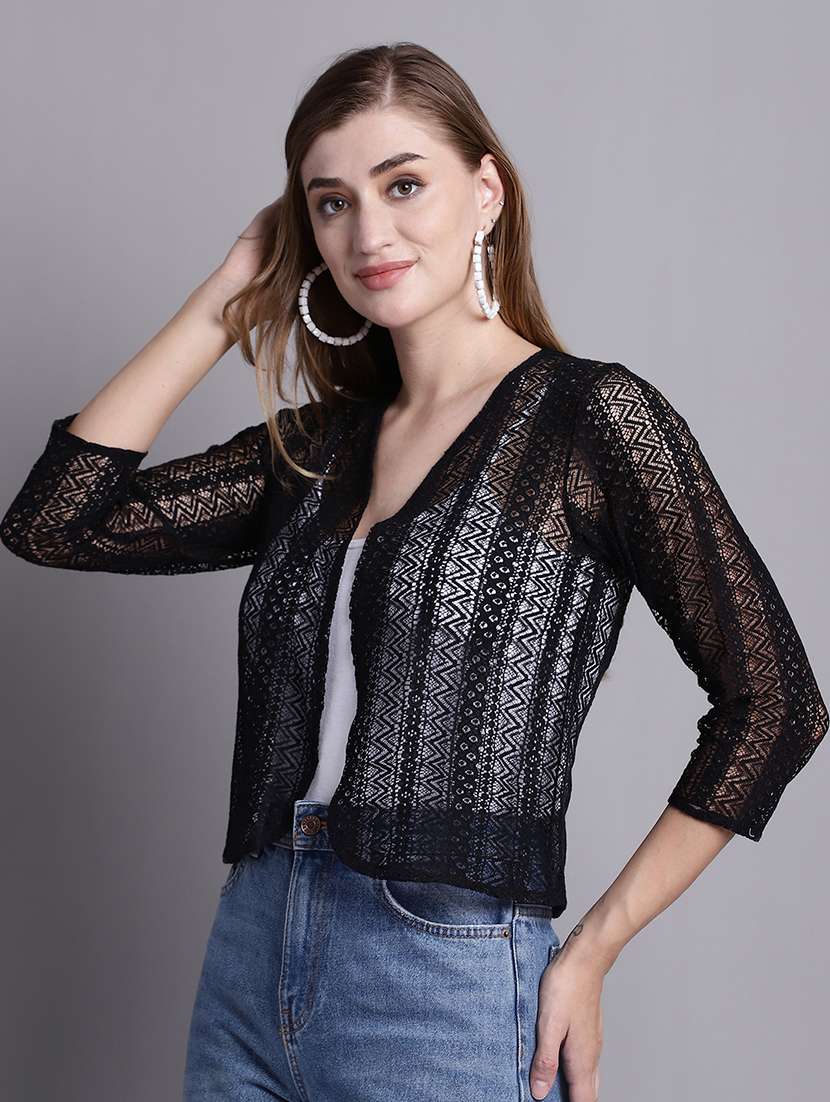black cotton shrug - 20098132 -  Standard Image - 2