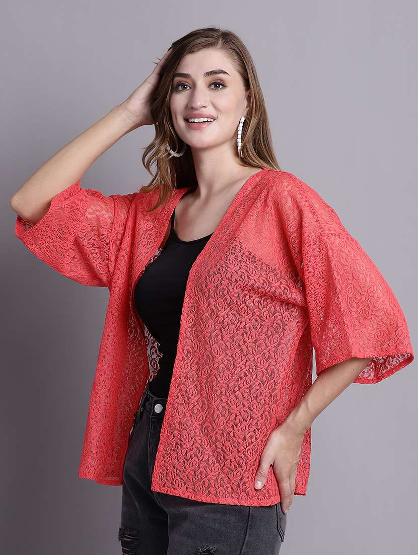 red cotton shrug - 20098144 -  Standard Image - 2