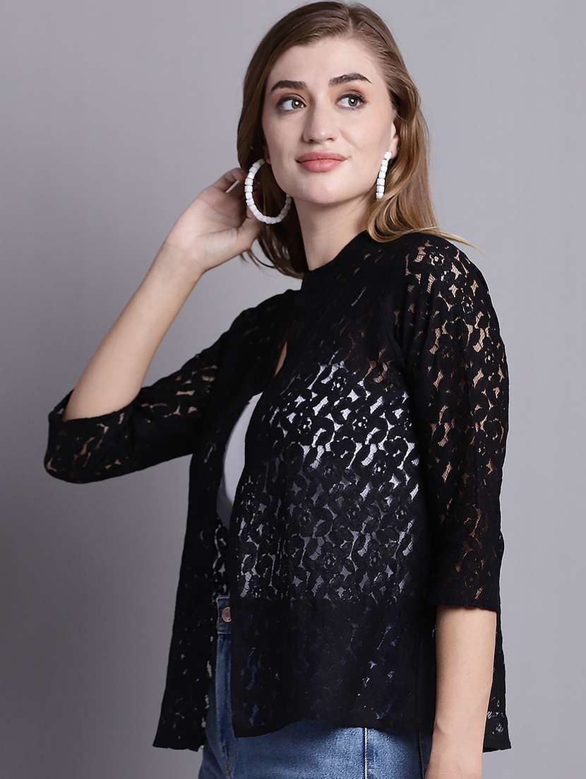 black cotton shrug - 20098150 -  Standard Image - 2