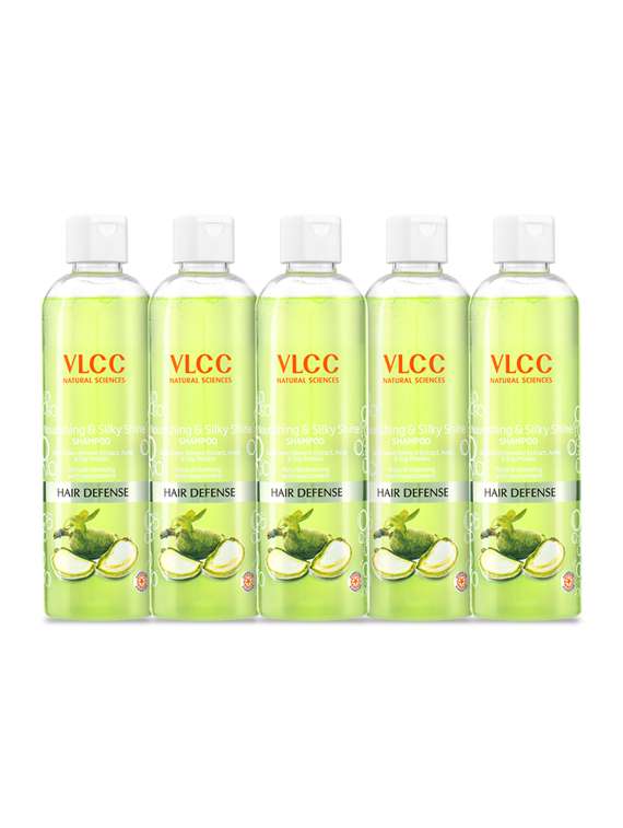 vlcc nourishing & silky shine shampoo with buy one get one - 700 ml ( pack of 5 )