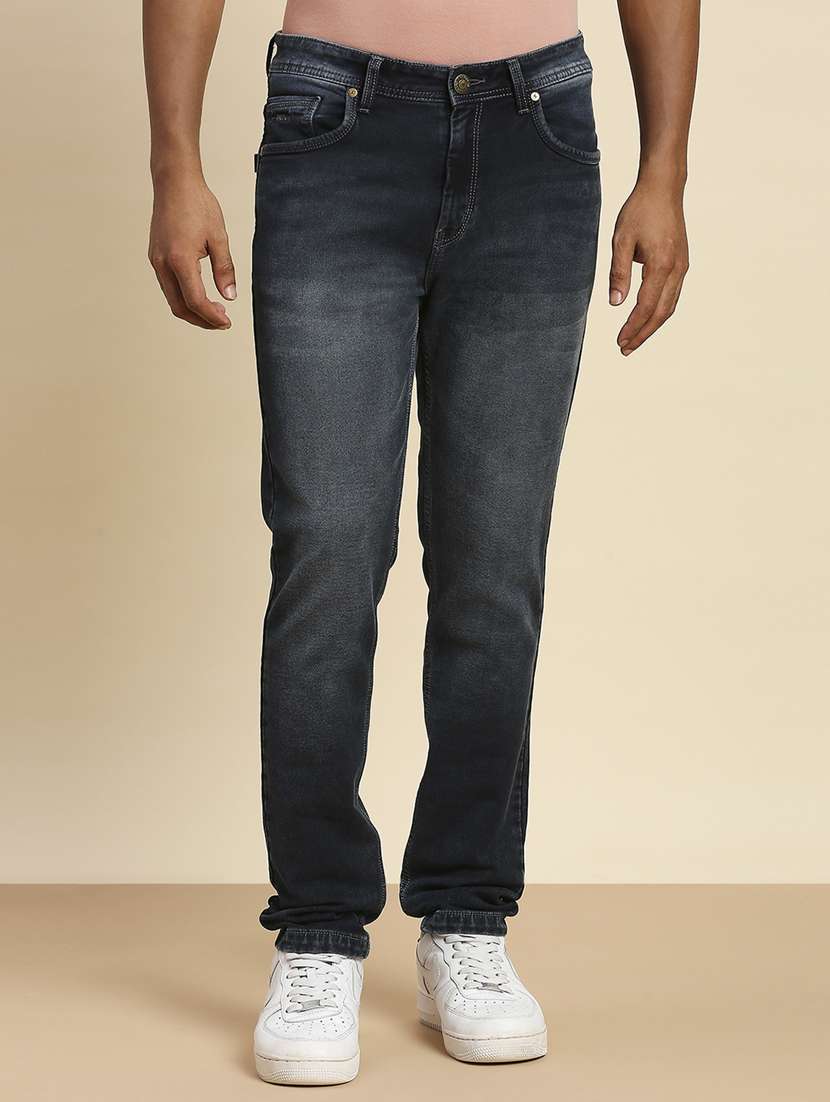 mens relaxed fit plain jeans