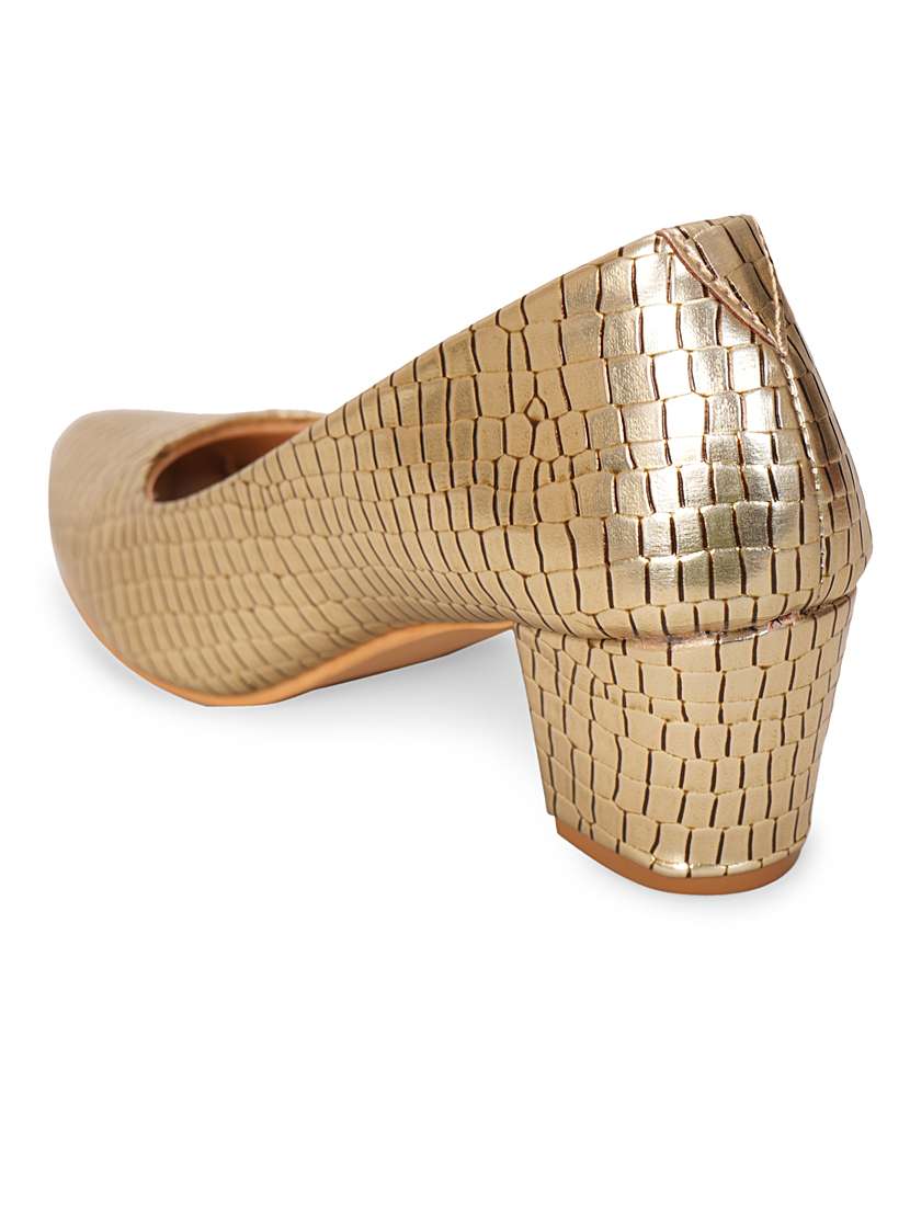gold textured block heel - 20101657 -  Standard Image - 2