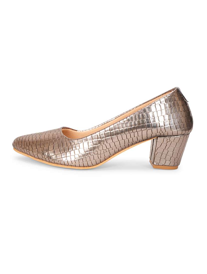 copper textured block heel - 20101658 -  Standard Image - 2