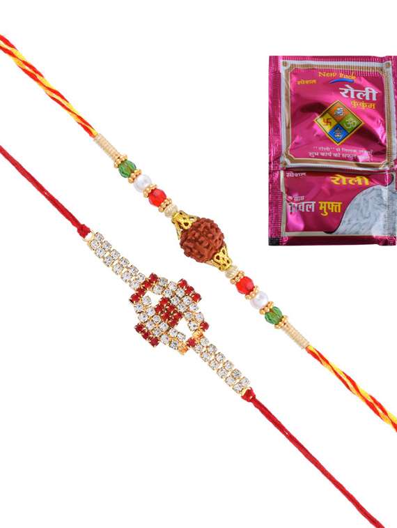 2 rakhi rakshabandhan set combo for bhaiya bhabhi brother bhai (pack of 2 ) - 20101976 -  Standard Image - 7