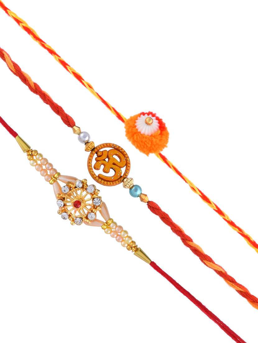 3 rakhi rakshabandhan set combo for bhaiya bhabhi brother bhai (pack of 3) - 20101981 -  Standard Image - 2