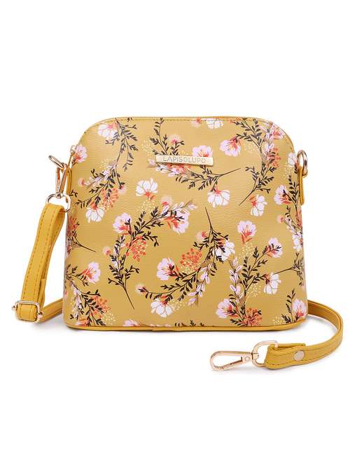 yellow leatherette (pu) sling bag - 20102670 - Standard Image - 0