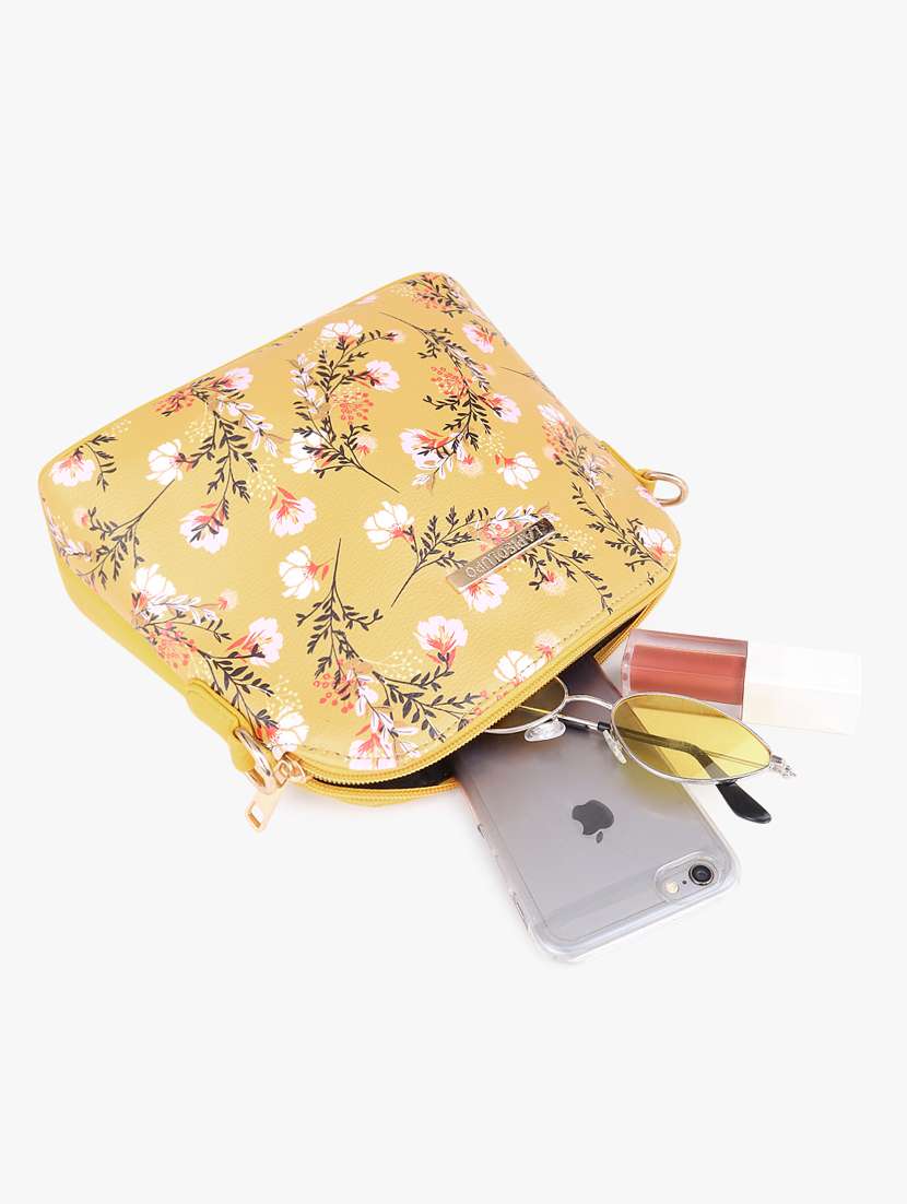 yellow leatherette (pu) sling bag - 20102670 - Standard Image - 2