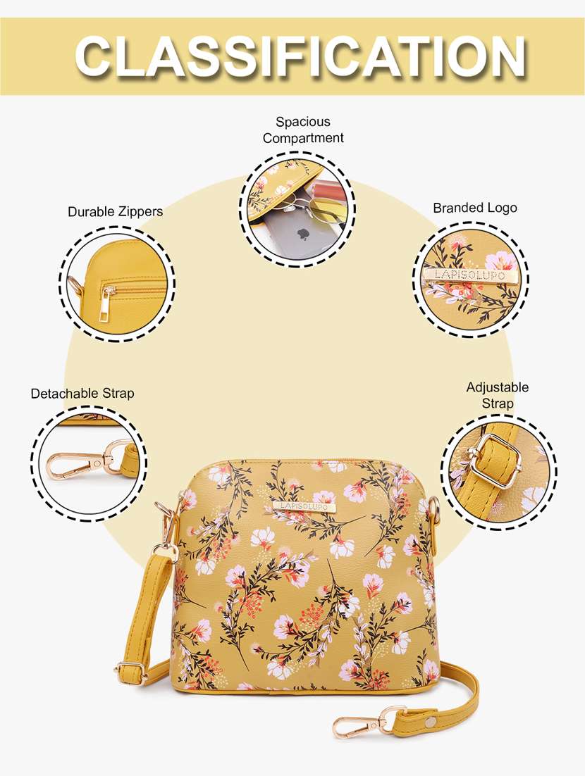 yellow leatherette (pu) sling bag - 20102670 - Standard Image - 7