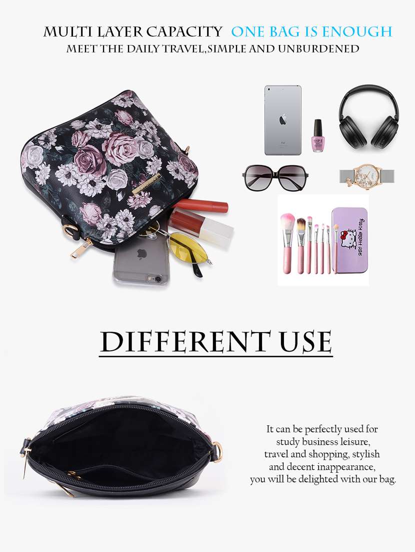 floral printed leatherette sling bag - 20102673 - Standard Image - 2