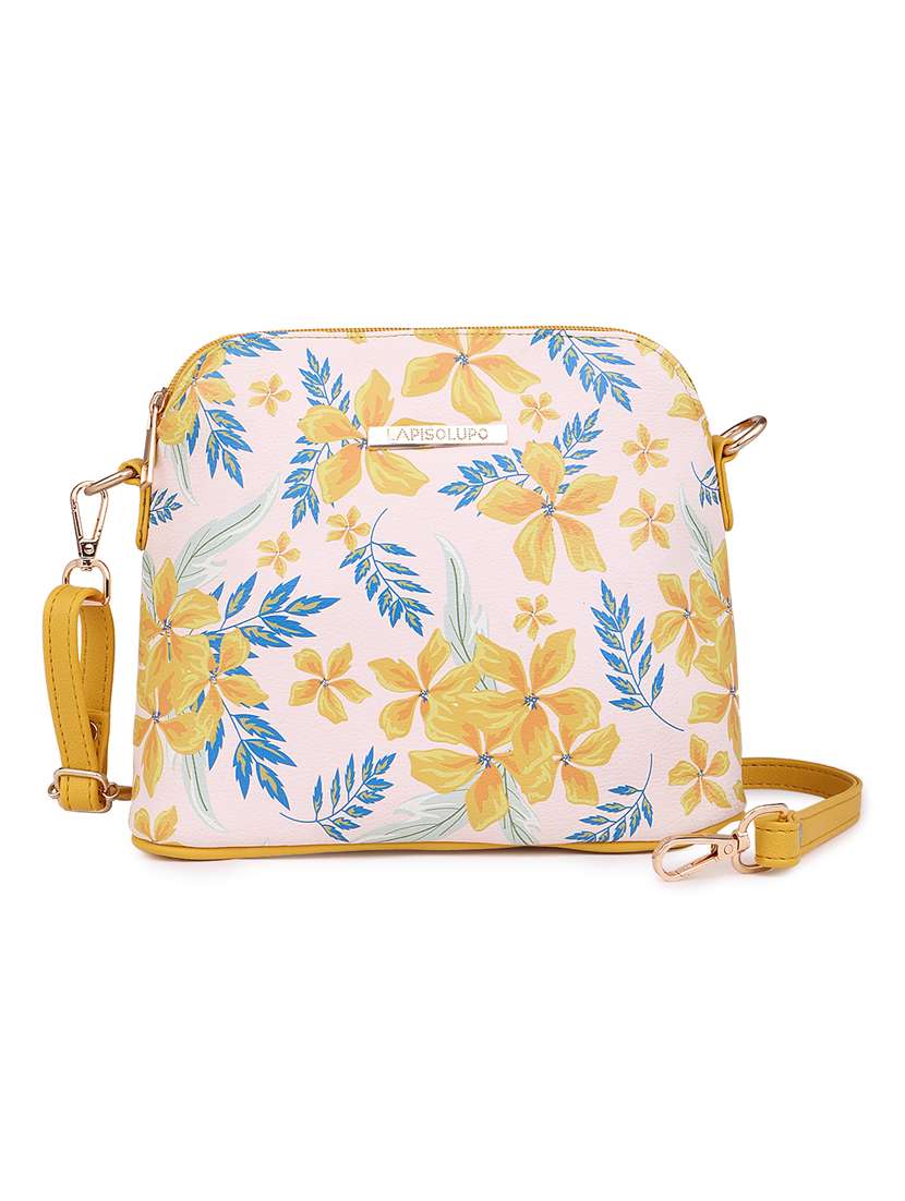 yellow leatherette (pu) sling bag