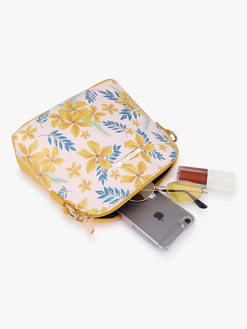 yellow leatherette (pu) sling bag - 20102682 - Standard Image - 2