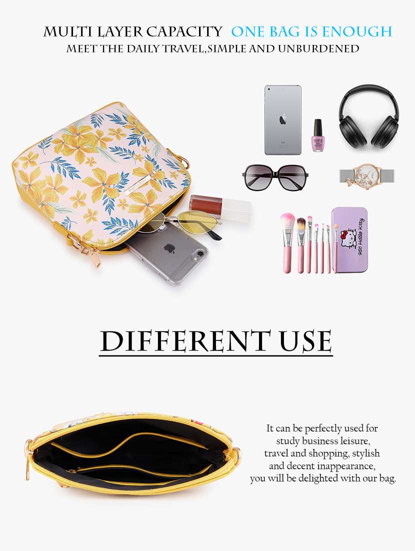yellow leatherette (pu) sling bag - 20102682 - Standard Image - 7