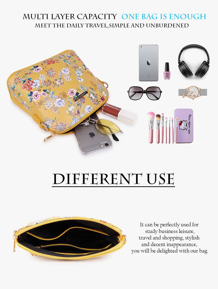 yellow leatherette (pu) sling bag - 20102683 - Standard Image - 7