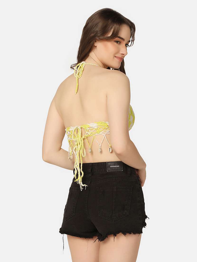 yellow & white corchet swimwear top - 20110822 -  Standard Image - 2