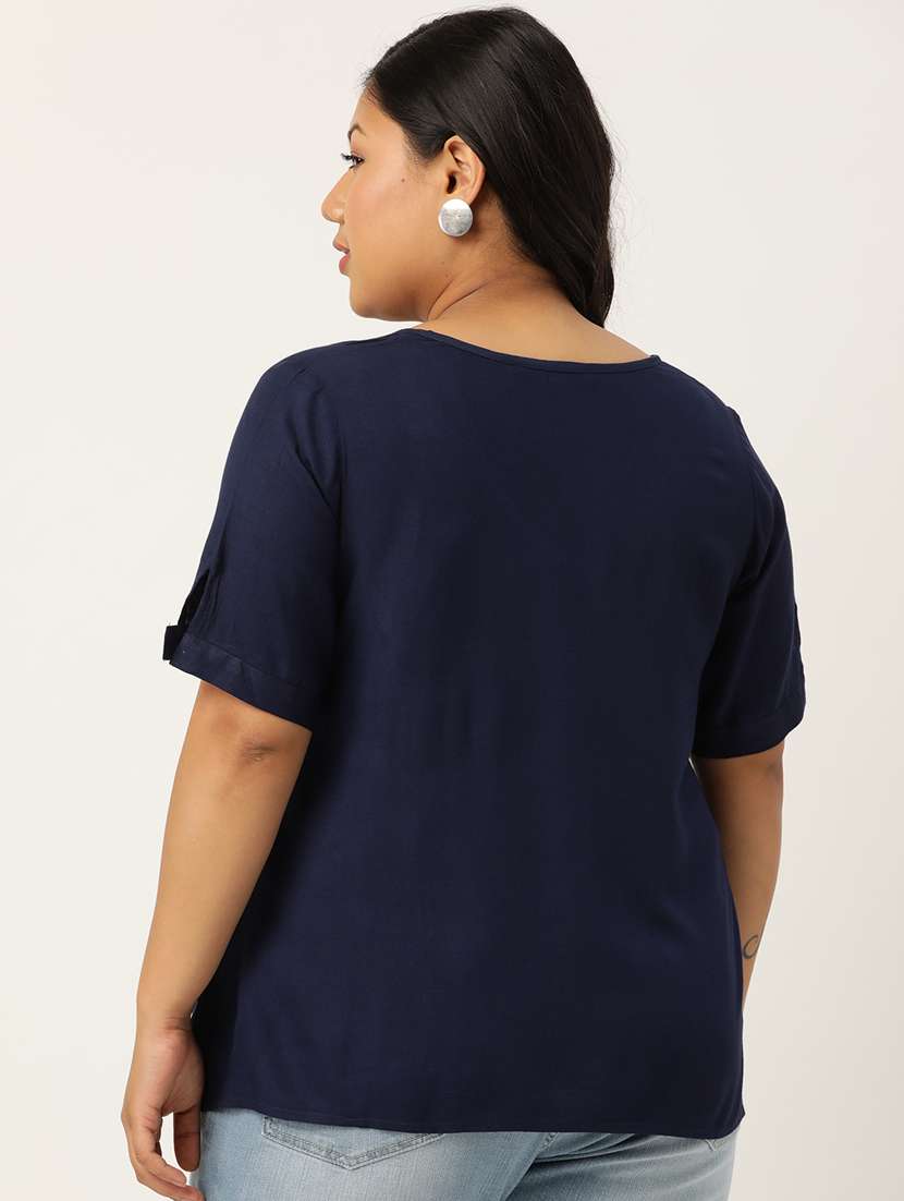women's straight v neck top - 20115290 - Standard Image - 2