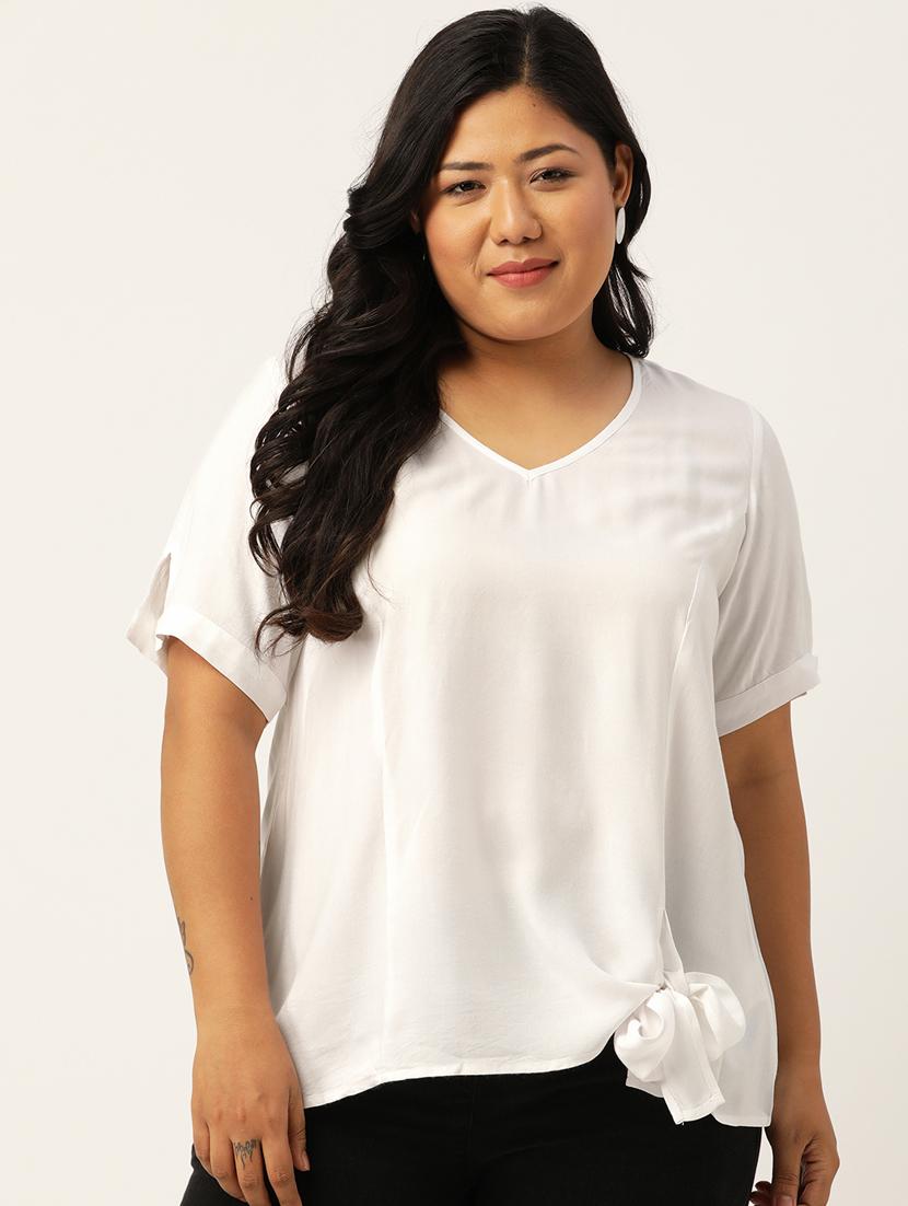 women's straight v neck top - 20115291 -  Zoom Image - 0