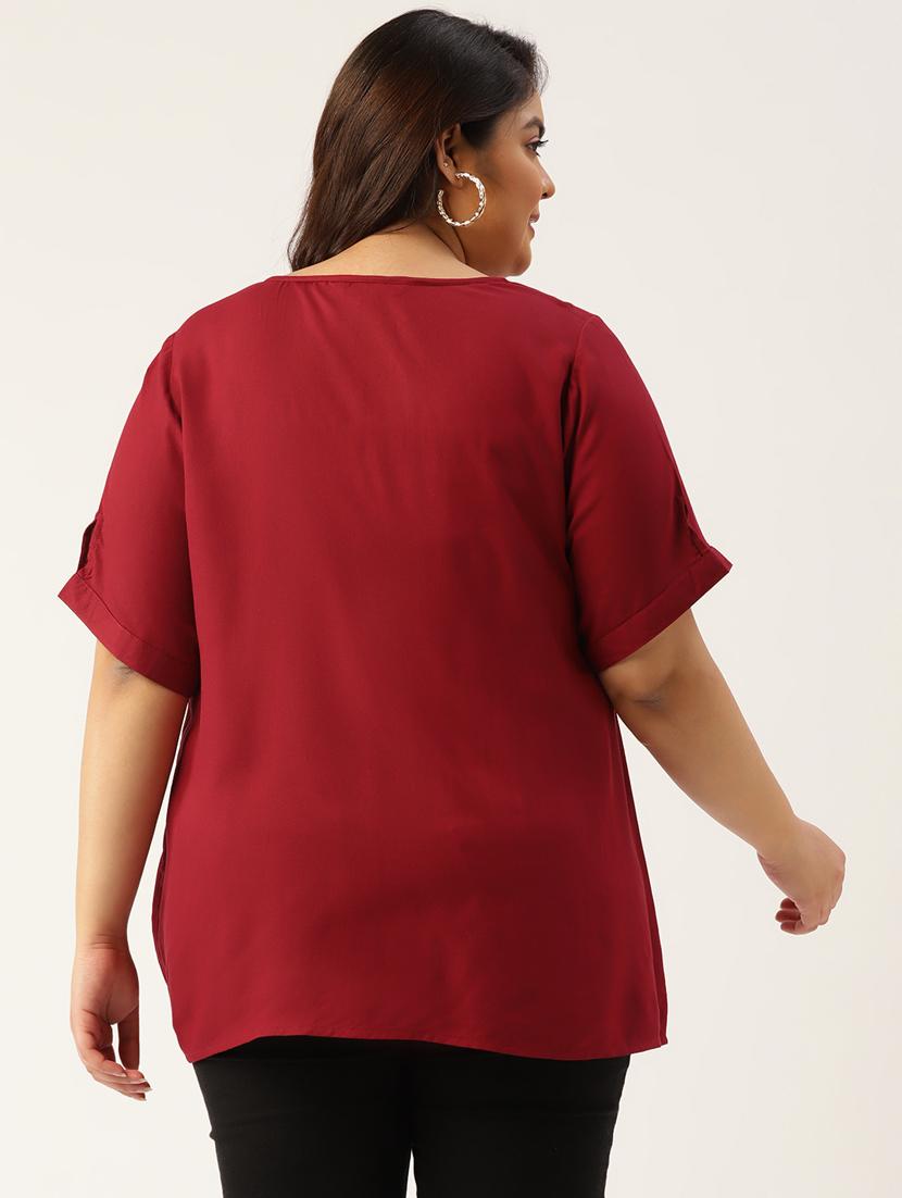 women's straight v neck top - 20115294 - Standard Image - 2