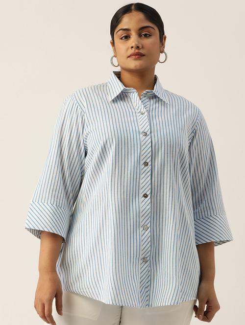 white stripes plus shirt - 20115691 -  Standard Image - 0