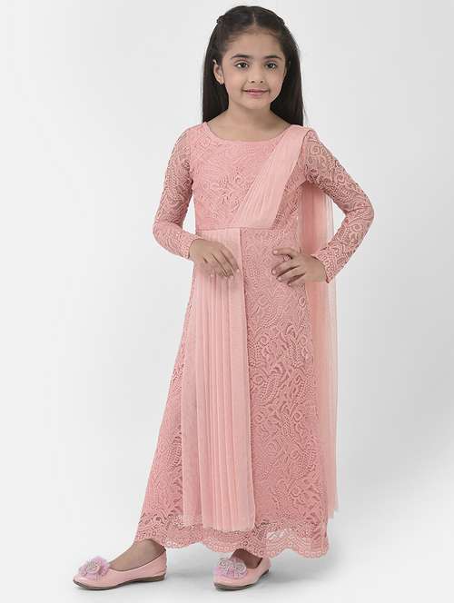 girls round neck long sleeves frock - 20115715 -  Standard Image - 0