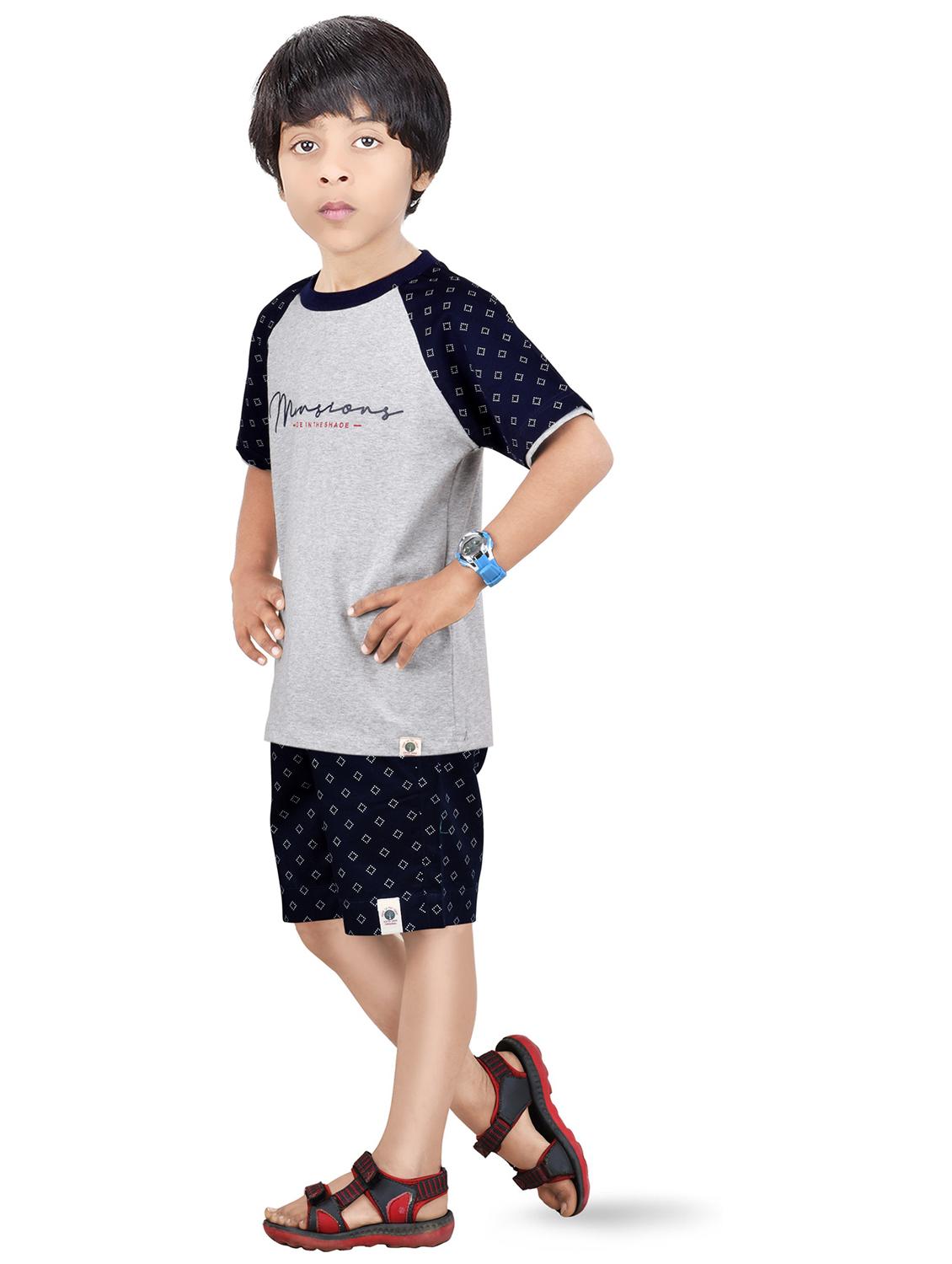 multi colored printed round neck shorts set - 20116941 - Standard Image - 2