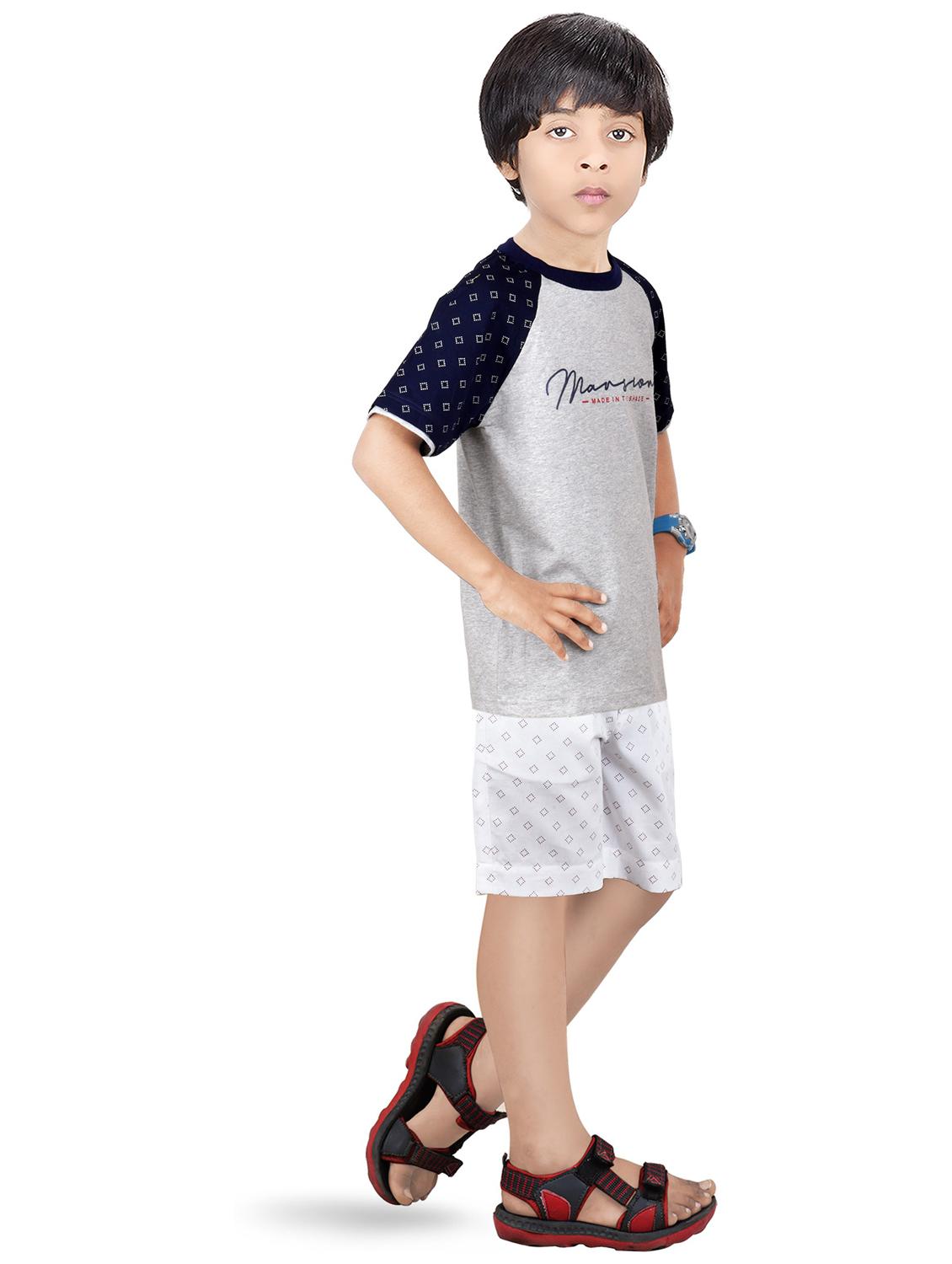multi colored printed round neck shorts set - 20116942 - Standard Image - 2