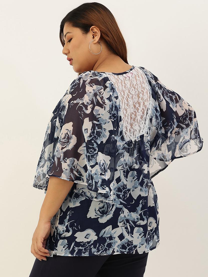 women plus size tie-up neck top - 20117145 - Standard Image - 2