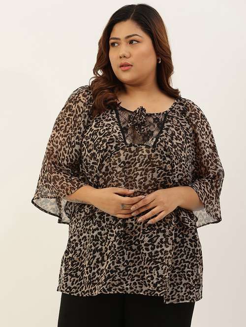 women's a line tie-up neck top - 20117146 - Standard Image - 0