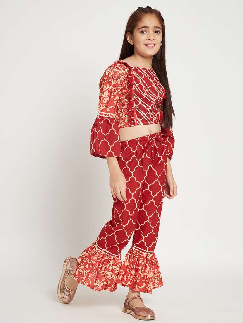 red printed top pants set  - 20117186 -  Standard Image - 2