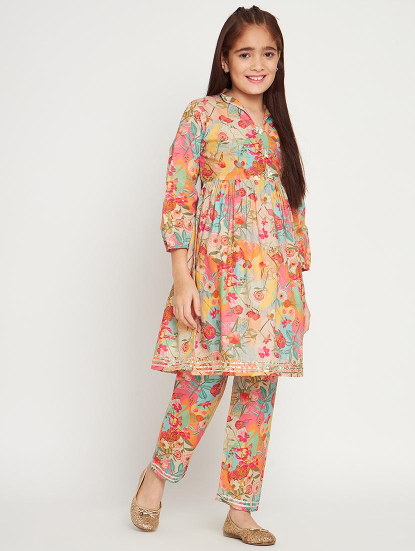 multi colored printed kurta pant set - 20117194 - Standard Image - 2
