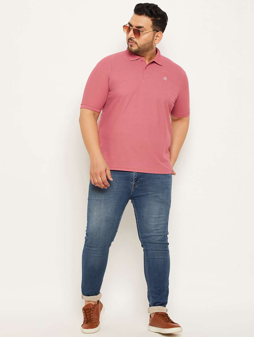 men pink slim fit solid polo t-shirt - 20117226 -  Standard Image - 2