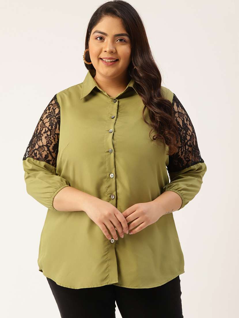 olive solid plus shirt
