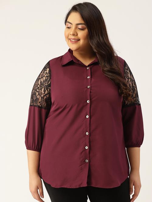 purple solid plus shirt - 20117249 -  Standard Image - 0
