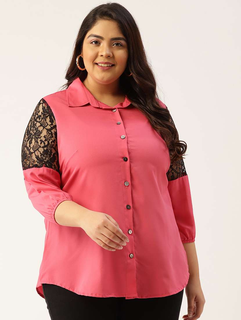 pink solid plus shirt