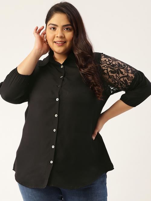 black solid plus shirt - 20117252 -  Standard Image - 0