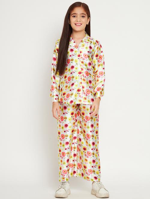 white printed top pants set - 20117342 - Standard Image - 0
