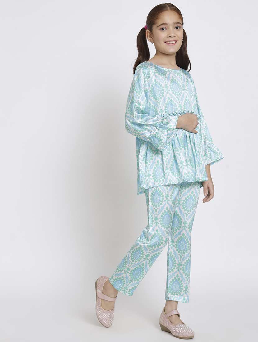 blue printed top pants set - 20117365 -  Standard Image - 2