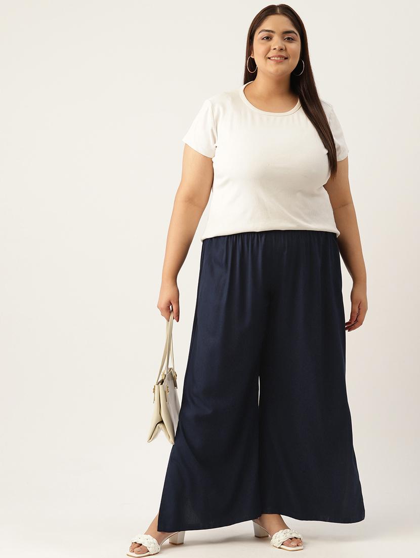 navy blue solids regular plazzo - 20120412 - Standard Image - 2