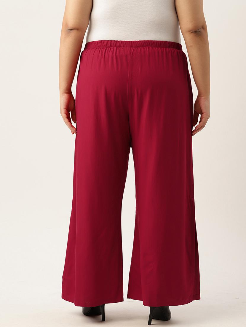 maroon solids regular plazzo - 20120414 - Standard Image - 2