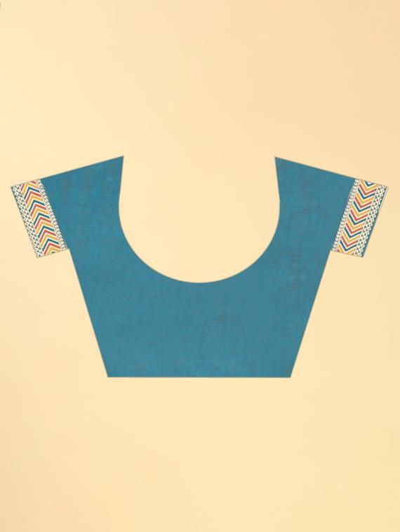 blue printed saree with blouse - 20120620 - Standard Image - 2