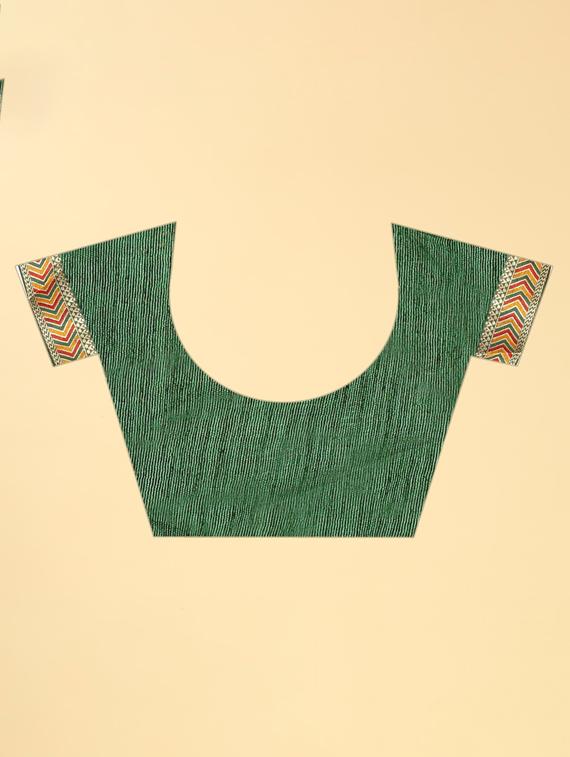 green printed saree with blouse - 20120621 - Standard Image - 2