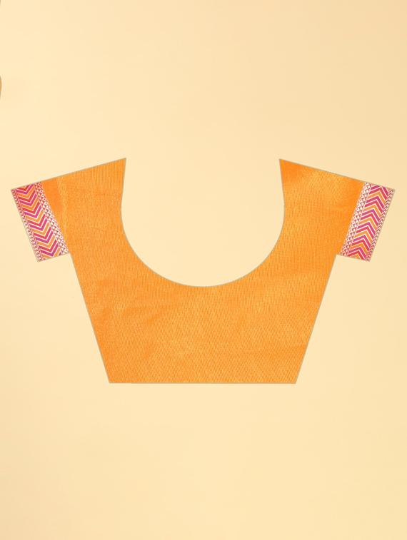 yellow printed saree with blouse - 20120625 - Standard Image - 2