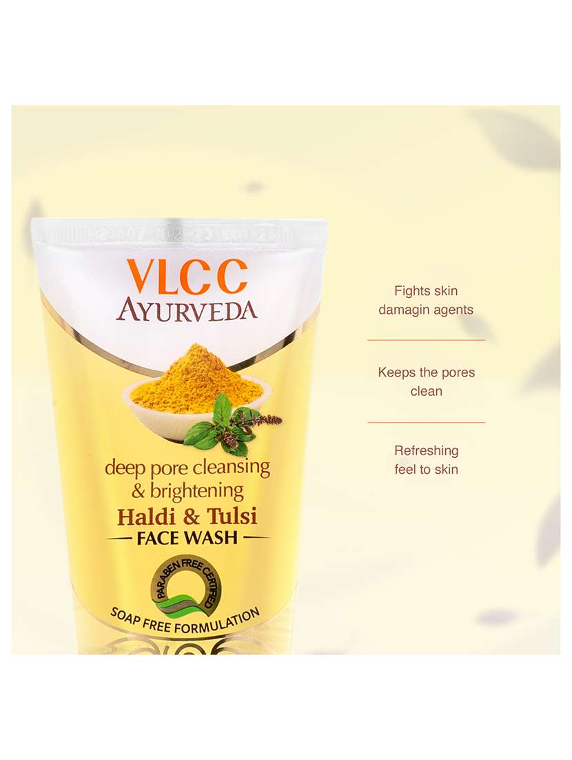 vlcc haldi chandan + haldi tulsi + double neem + chandan kesar facewash -100ml (pack of 4) - 20120963 - Standard Image - 2