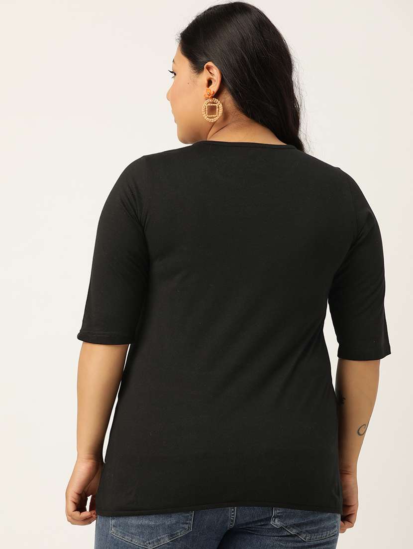 women plus size round neck top - 20121621 -  Standard Image - 2