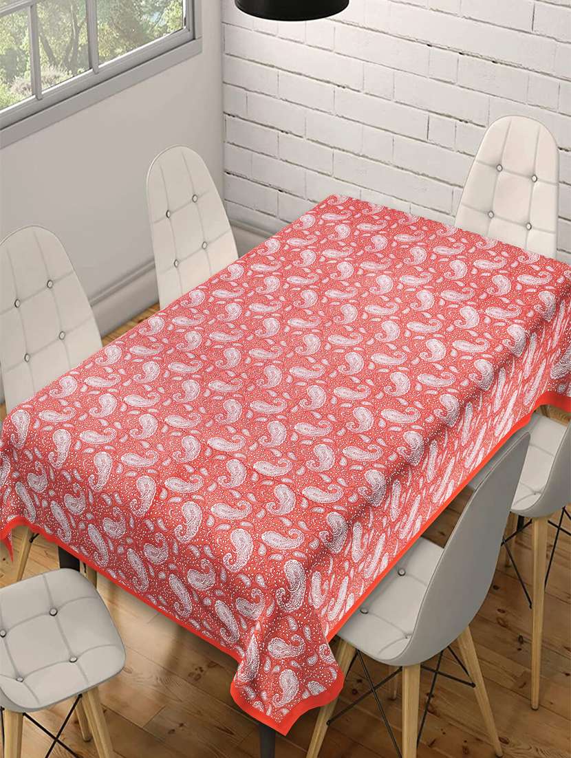indhome life  pure cotton abstract pattern jaipuri style 6 seater dining table cloth cover