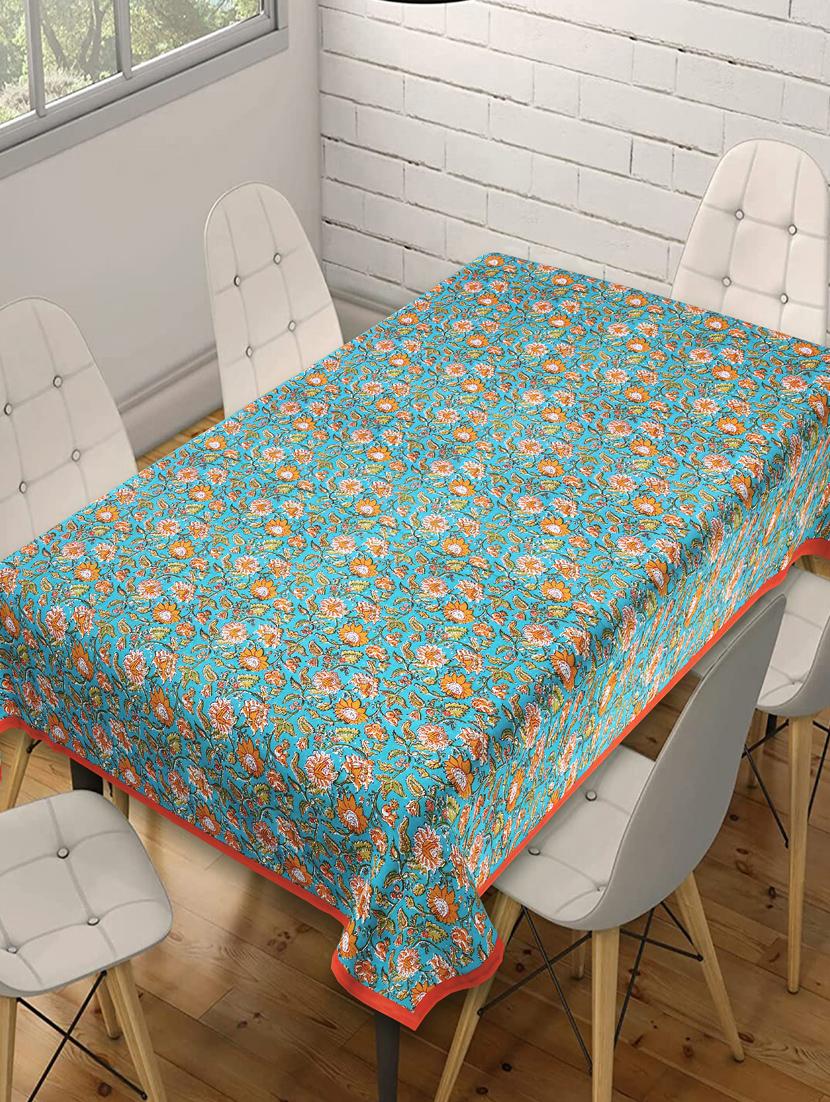 indhome life  pure cotton abstract pattern jaipuri style 6 seater dining table cloth cover