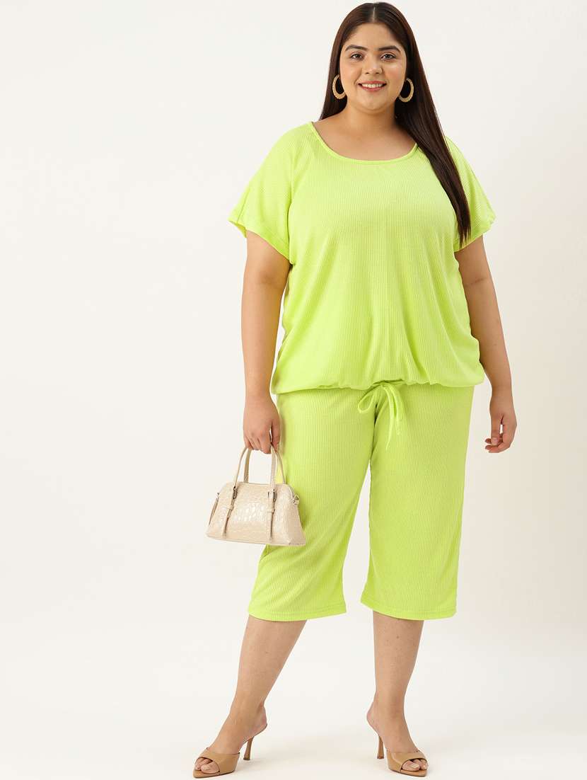 green solid top and culottes co-ord set  - 20122083 -  Standard Image - 2