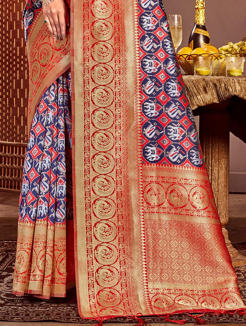 women's self design blue colored saree with blouse - 20122088 - Standard Image - 2