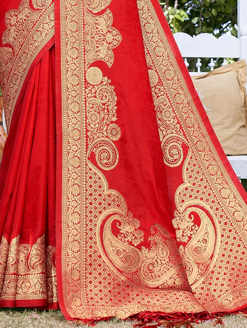 women's self design red colored saree with blouse - 20122123 - Standard Image - 2